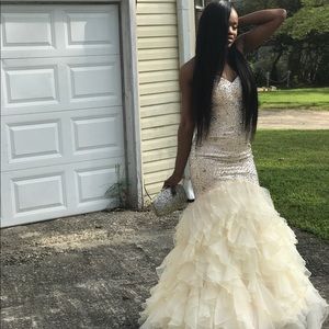 Champagne formal dress *clutch included*